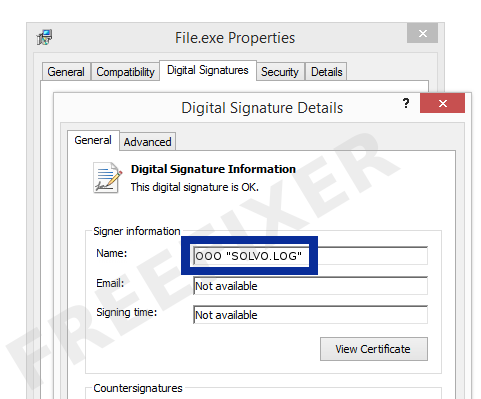 Screenshot of the OOO "SOLVO.LOG" certificate
